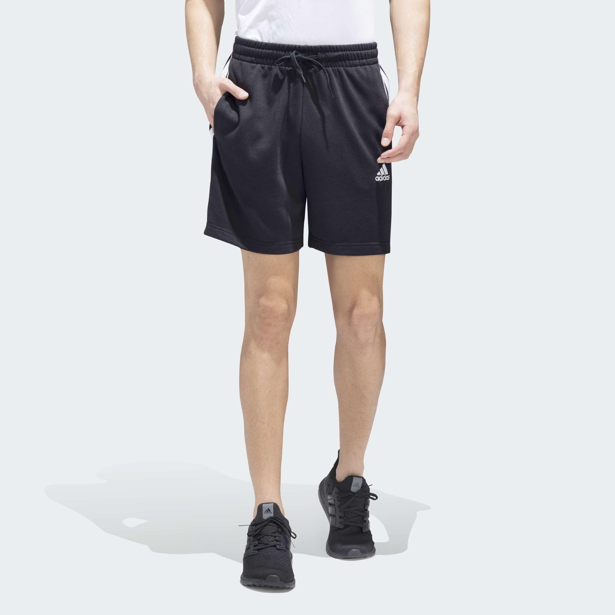 Essentials French Terry 3-Stripes Shorts, Black, A901_ONE, large image number 6