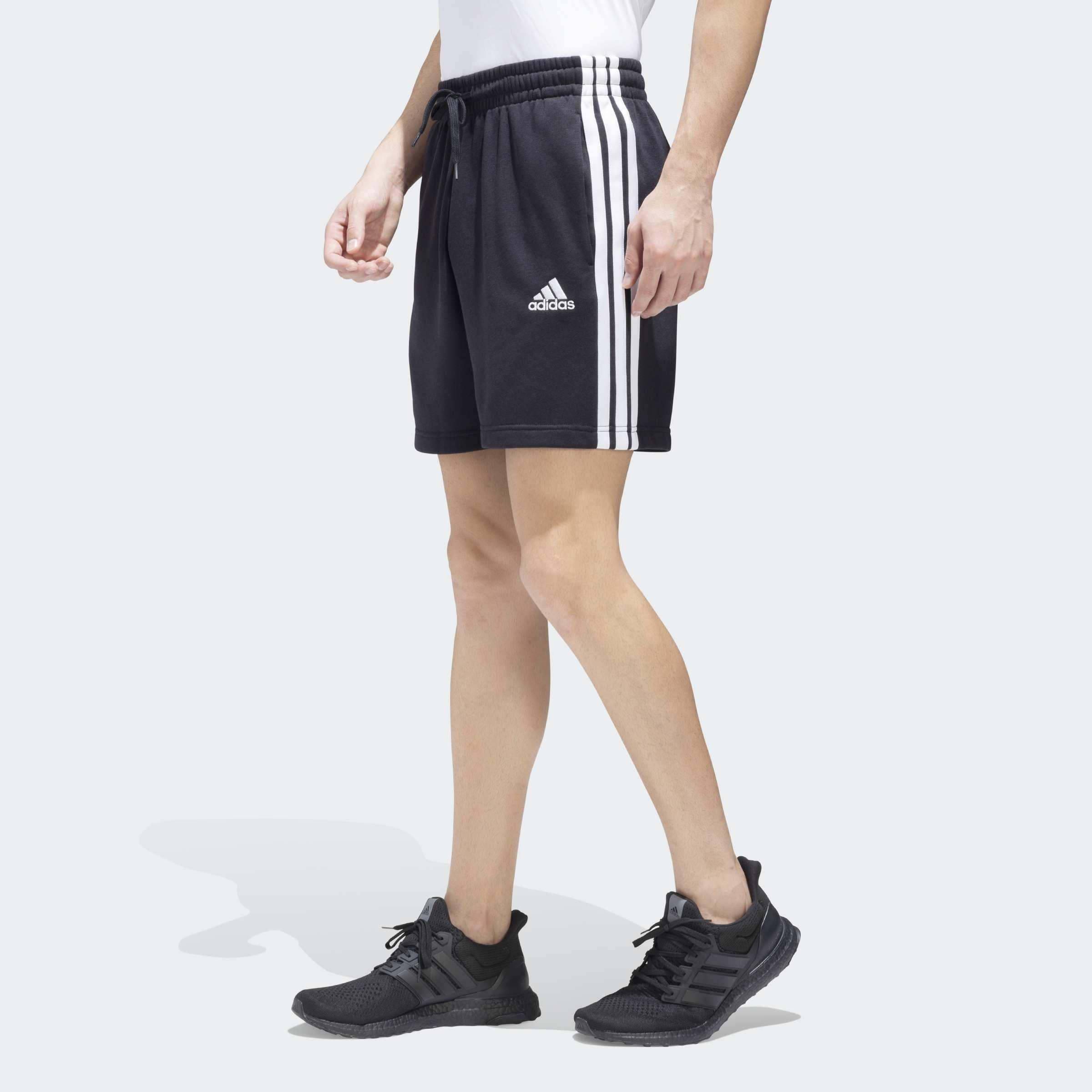 Essentials French Terry 3-Stripes Shorts, Black, A901_ONE, large image number 7