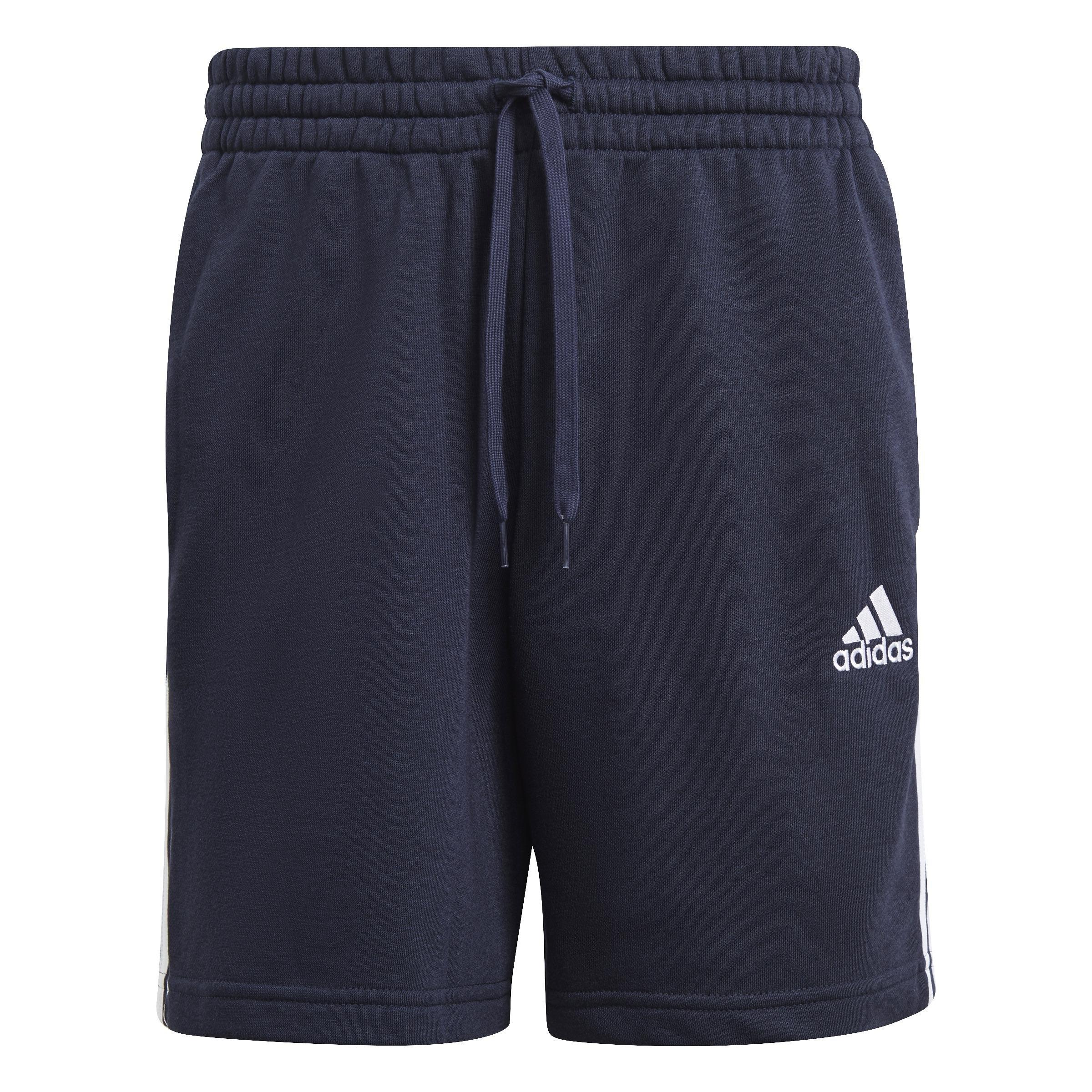 Men Essentials French Terry 3-Stripes Shorts, Blue, A901_ONE, large image number 0