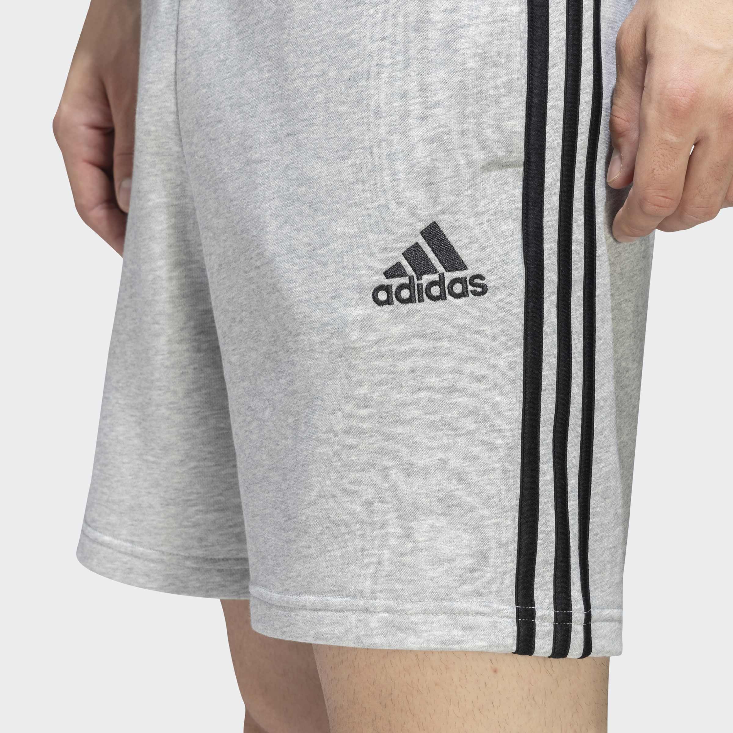 Essentials French Terry 3-Stripes Shorts, Grey, A901_ONE, large image number 4