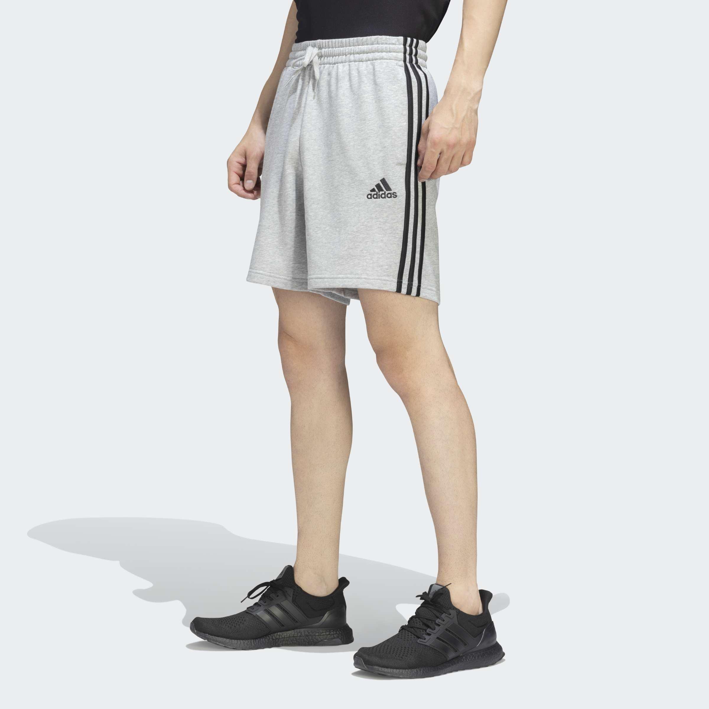 Essentials French Terry 3-Stripes Shorts, Grey, A901_ONE, large image number 7