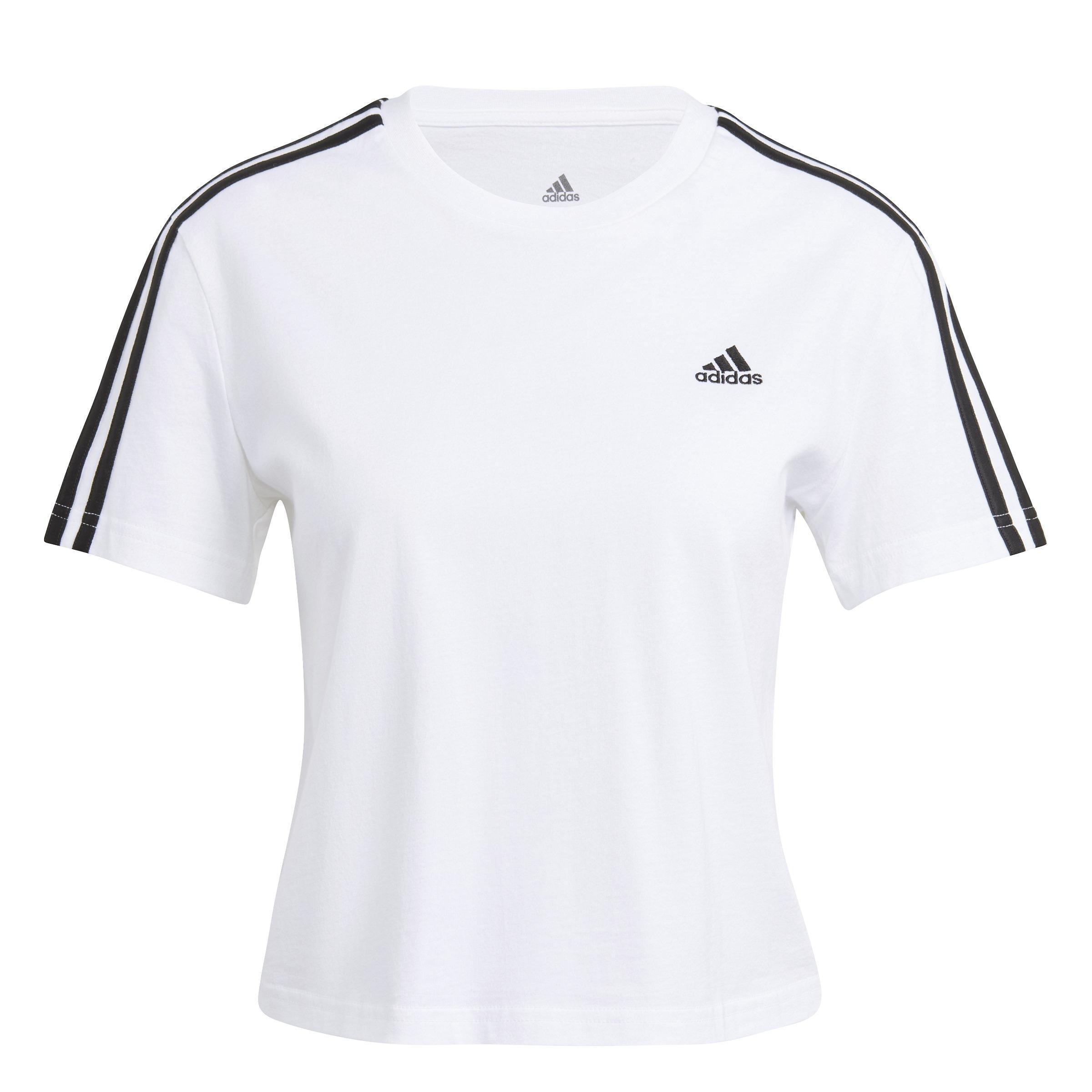 Essentials Loose 3-Stripes Crop Top, White, , large image number 1
