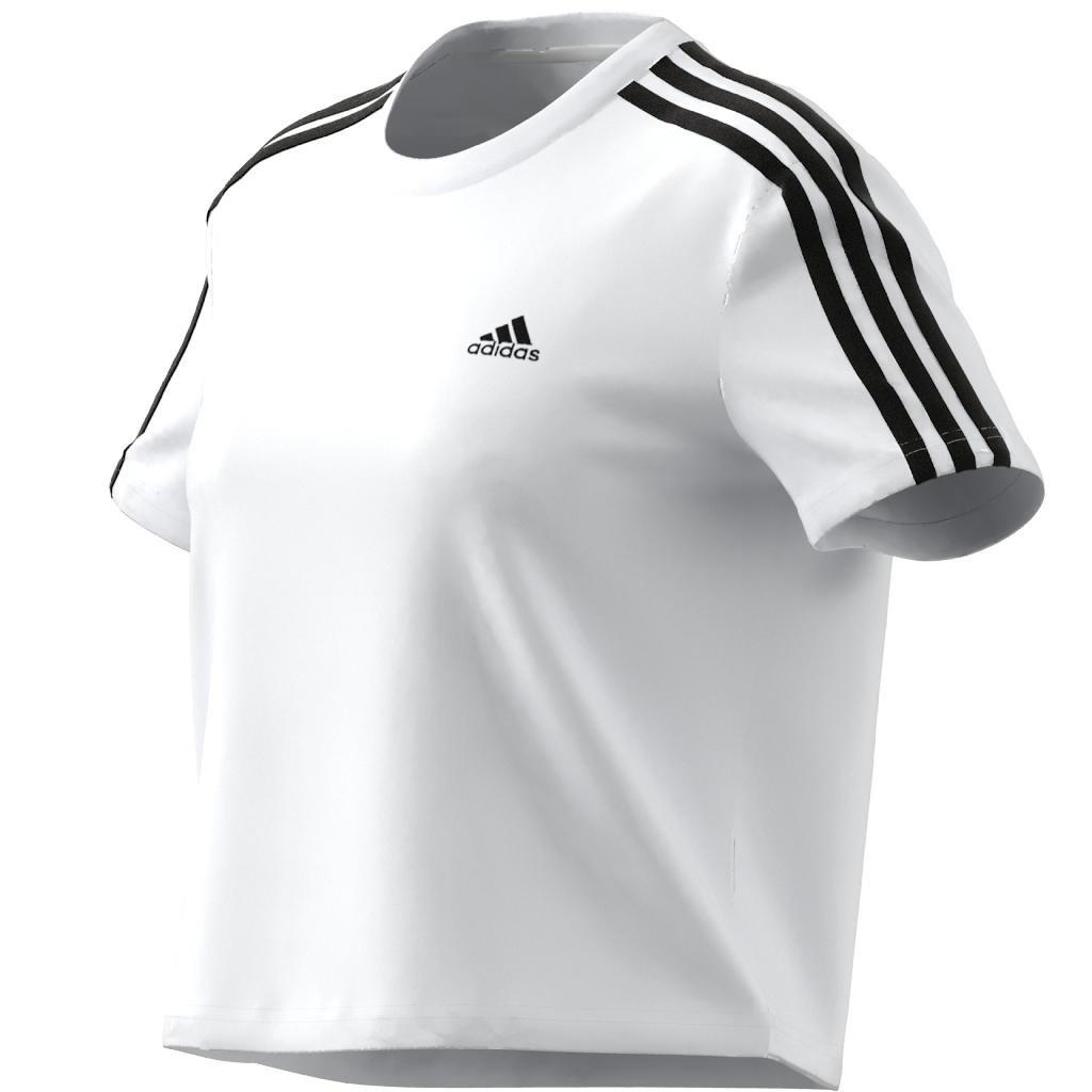 Essentials Loose 3-Stripes Crop Top, White, , large image number 2