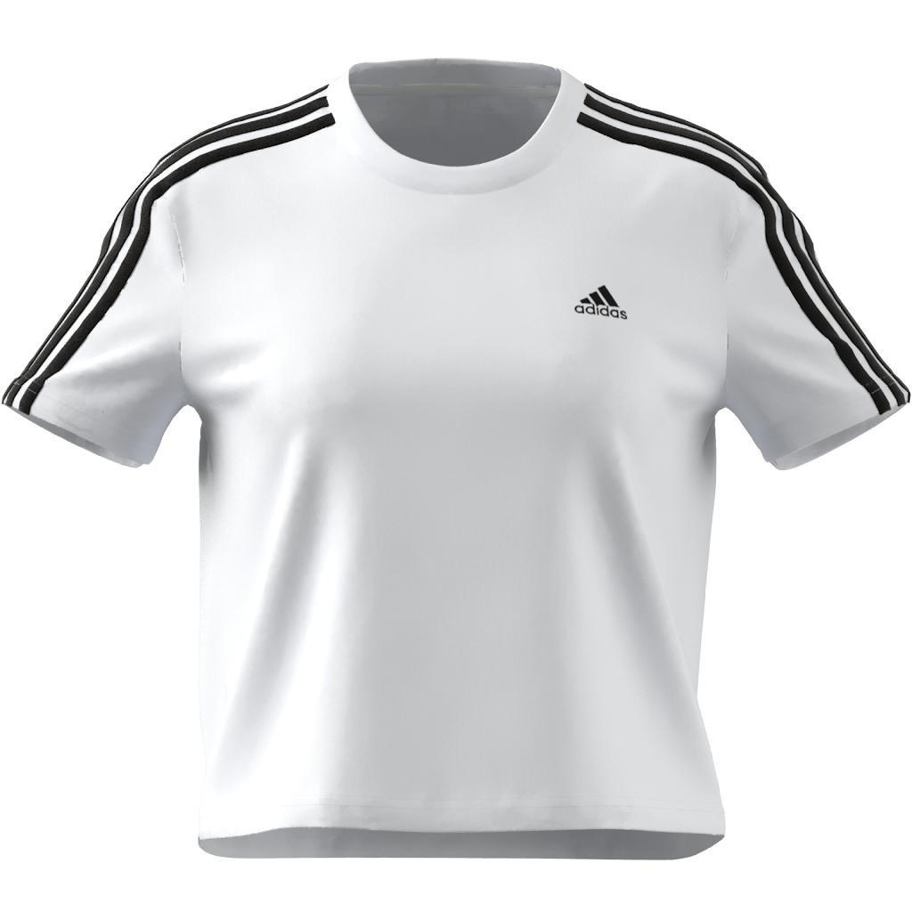 Essentials Loose 3-Stripes Crop Top, White, , large image number 3