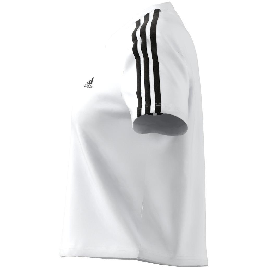 Essentials Loose 3-Stripes Crop Top, White, , large image number 5