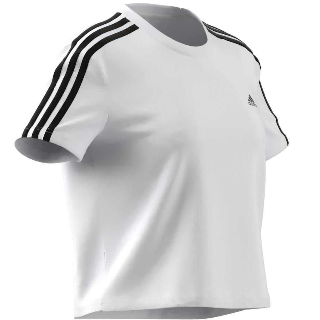 Essentials Loose 3-Stripes Crop Top, White, , large image number 7