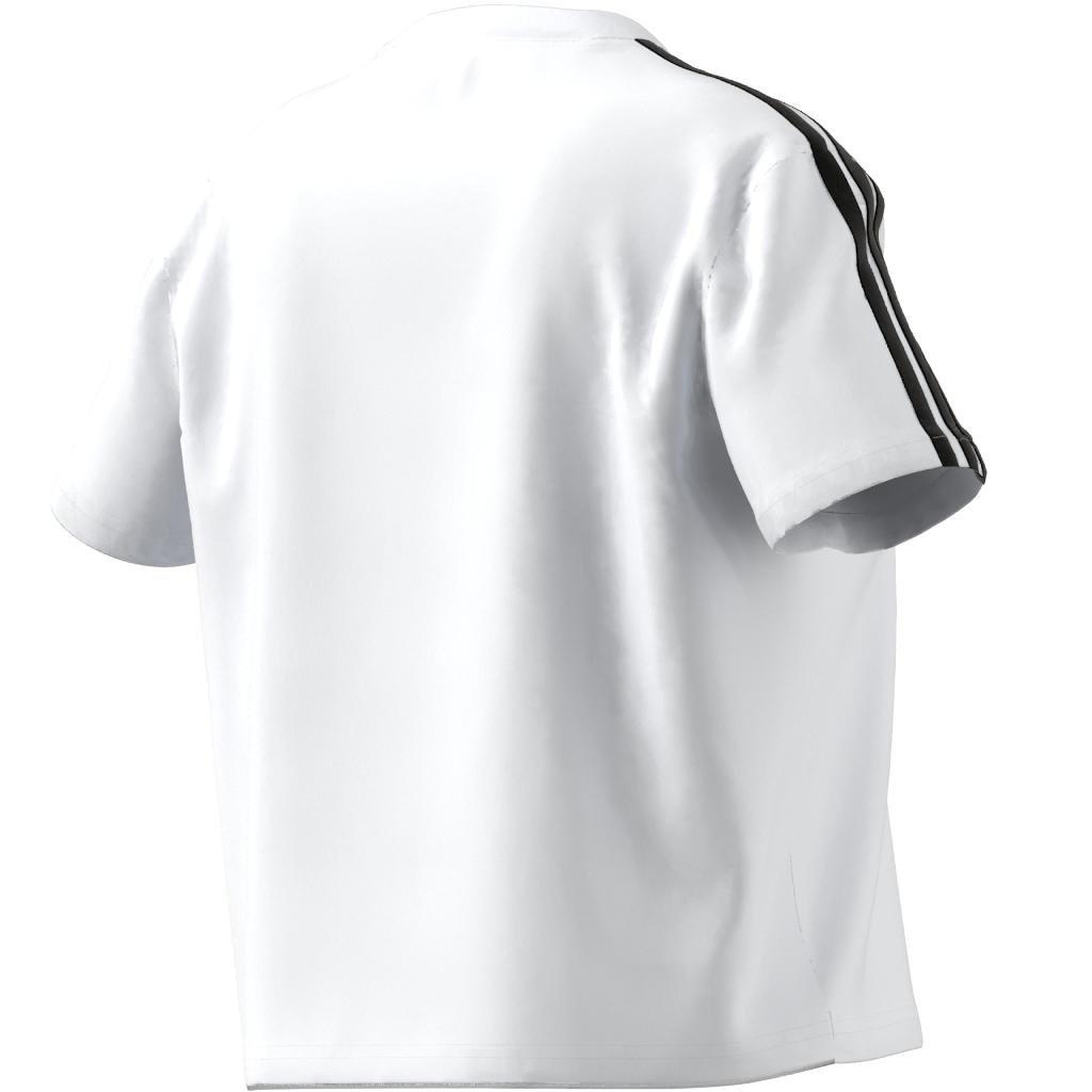 Essentials Loose 3-Stripes Crop Top, White, , large image number 8