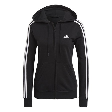 Women Essentials French Terry 3-Stripes Full-Zip Hoodie, Black, A901_ONE, large image number 1
