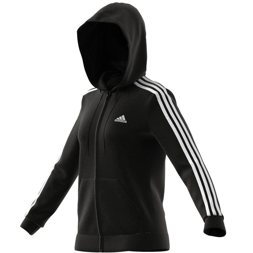 Women Essentials French Terry 3-Stripes Full-Zip Hoodie, Black, A901_ONE, large image number 1