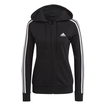 Women Essentials French Terry 3-Stripes Full-Zip Hoodie, Black, A901_ONE, large image number 2