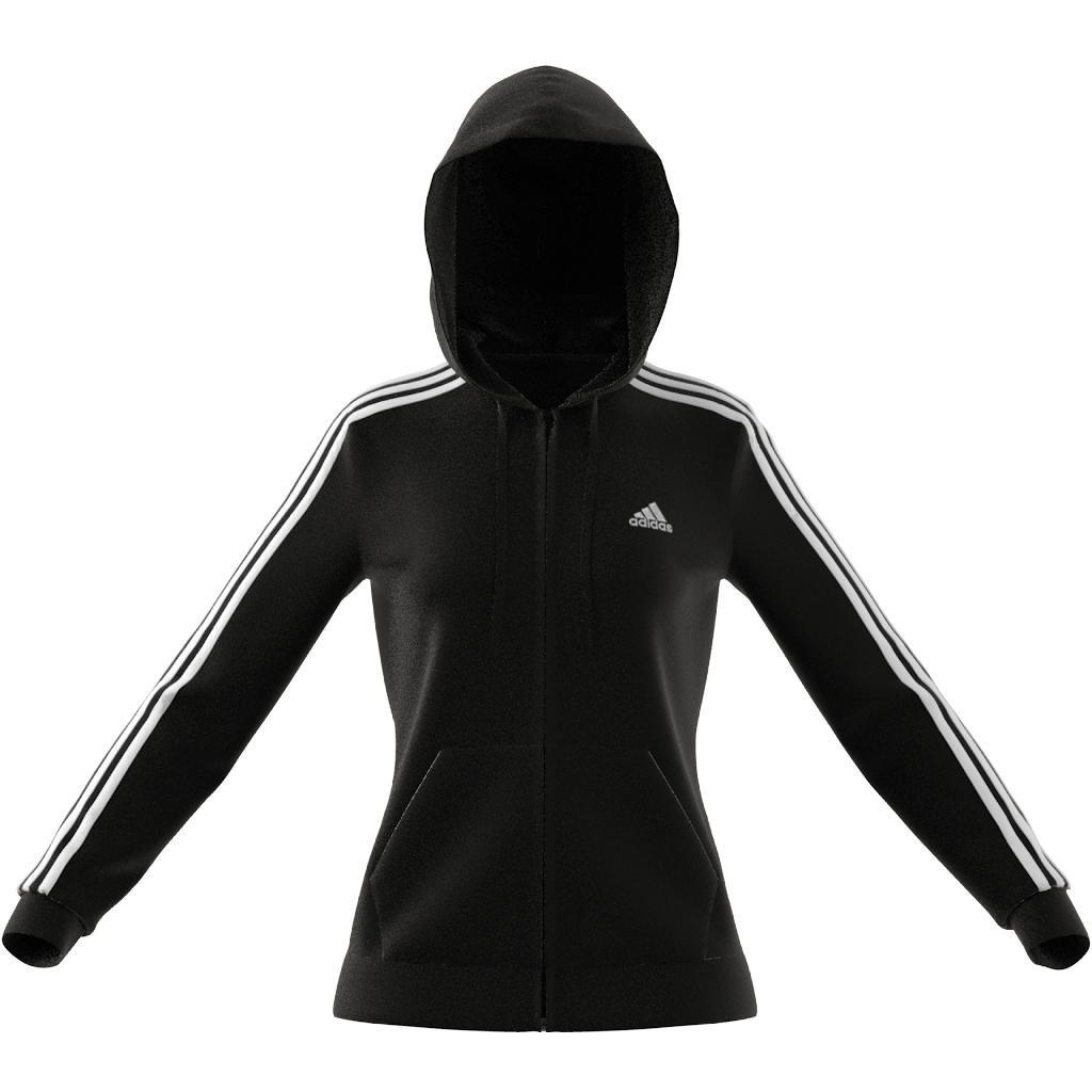 Women Essentials French Terry 3-Stripes Full-Zip Hoodie, Black, A901_ONE, large image number 3