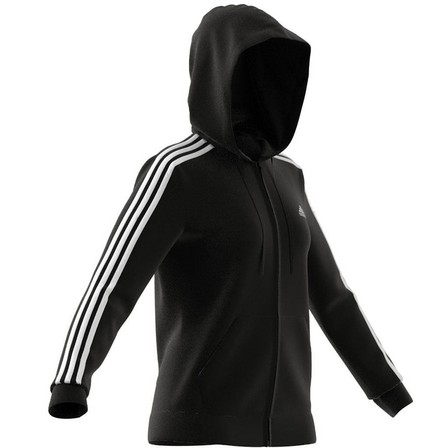 Women Essentials French Terry 3-Stripes Full-Zip Hoodie, Black, A901_ONE, large image number 4