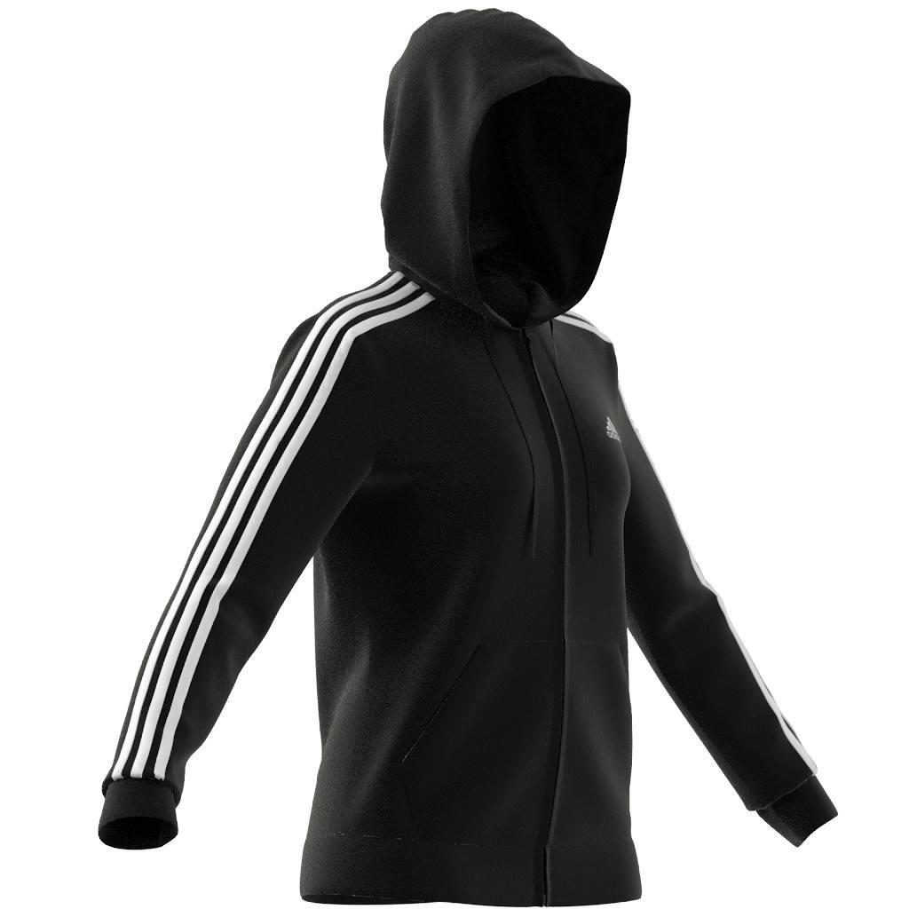 Women Essentials French Terry 3-Stripes Full-Zip Hoodie, Black, A901_ONE, large image number 5