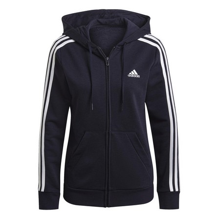 Women Essentials French Terry 3-Stripes Full-Zip Hoodie, Blue, A901_ONE, large image number 0