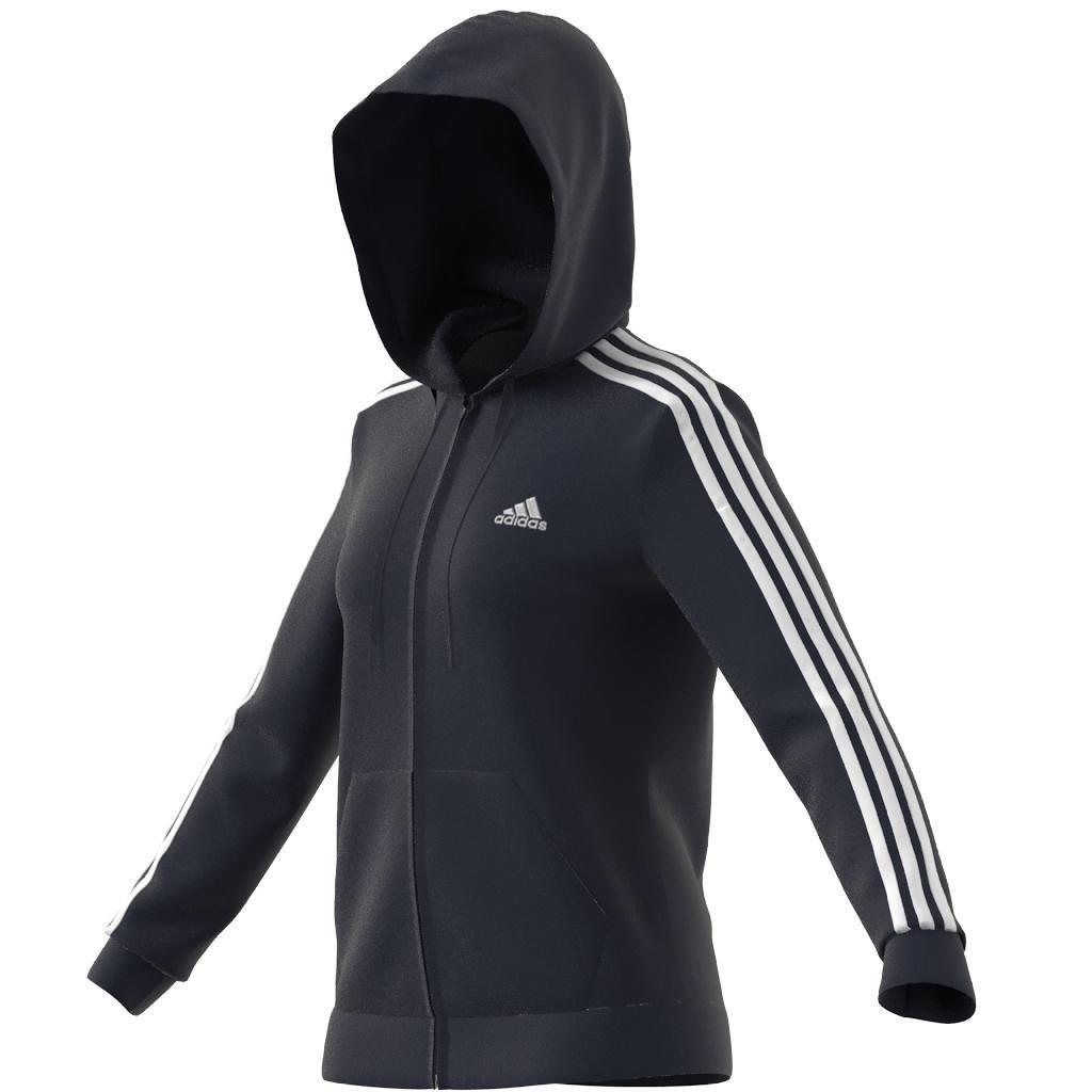 Essentials French Terry 3-Stripes Full-Zip Hoodie, Blue, A901_ONE, large image number 2