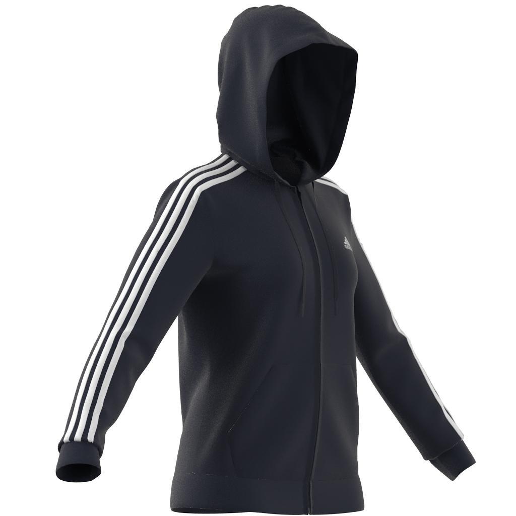 Essentials French Terry 3-Stripes Full-Zip Hoodie, Blue, A901_ONE, large image number 3