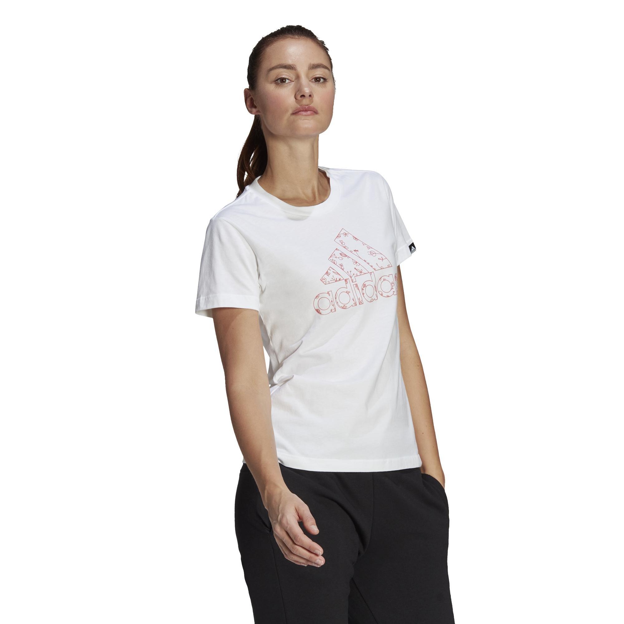 Outlined Floral Graphic T-Shirt, White, A901_ONE, large image number 0