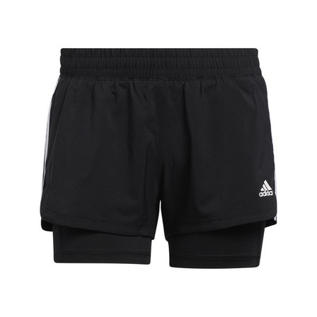 Women Pacer 3-Stripes Woven Two-In-One Shorts, Black, A901_ONE, large image number 0