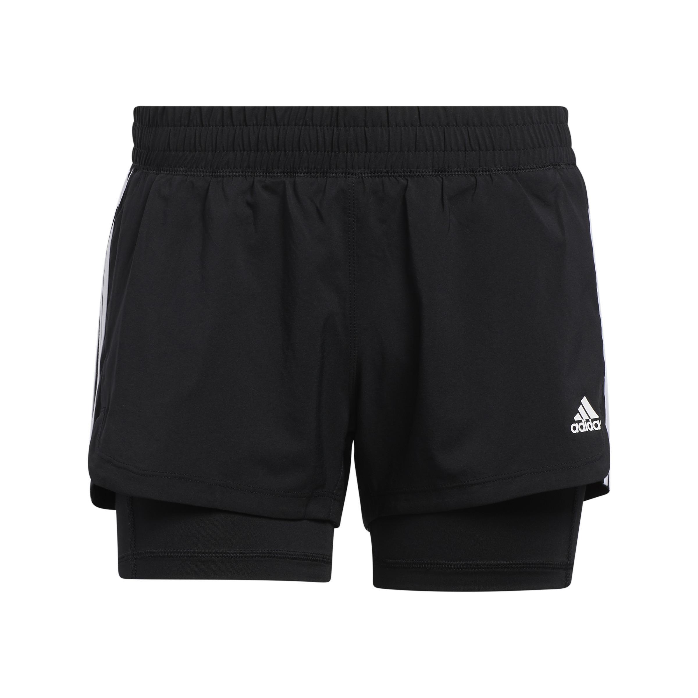 Pacer 3-Stripes Woven Two-In-One Shorts, Black, A901_ONE, medium