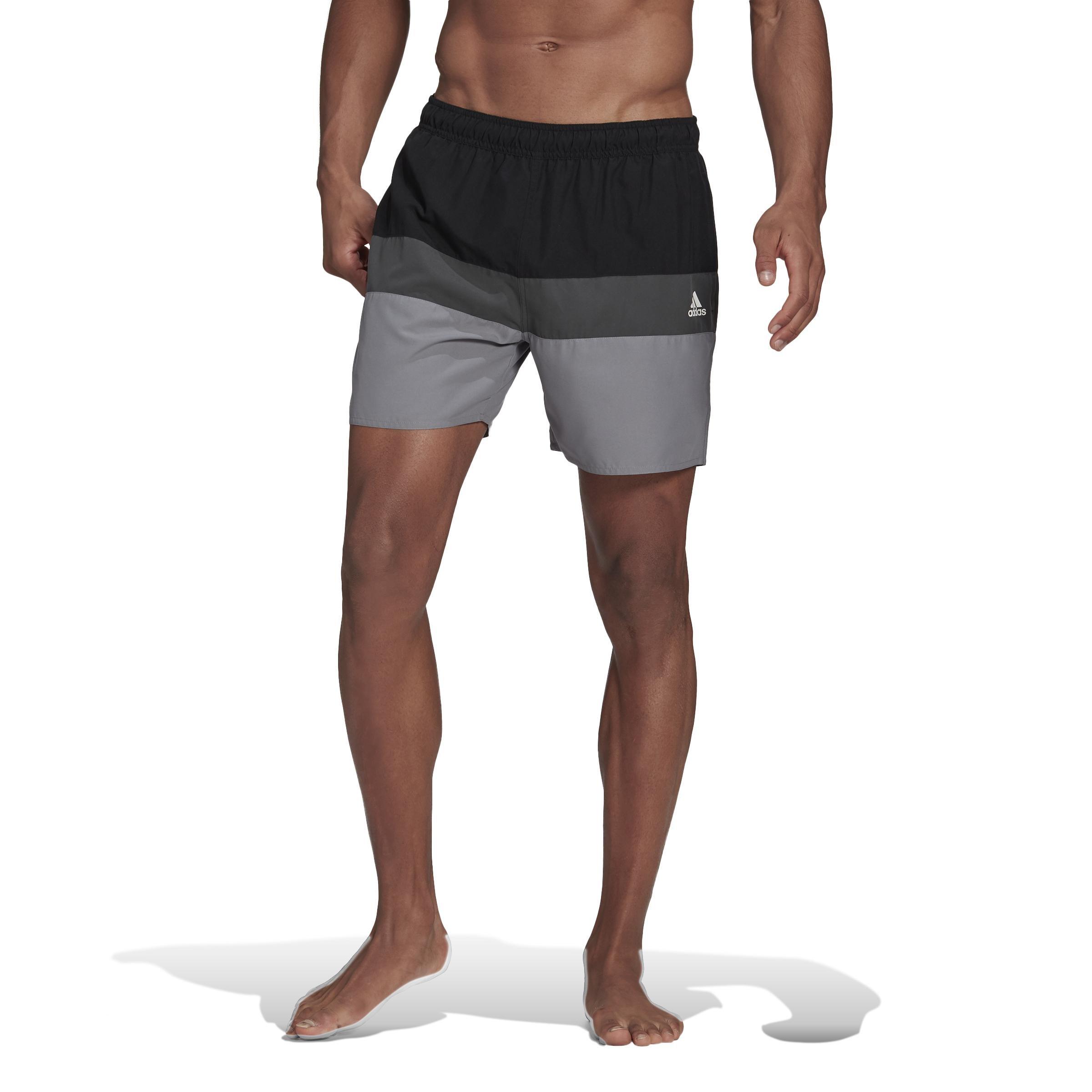 Short-Length Colorblock Swim Shorts, Black, , large image number 0