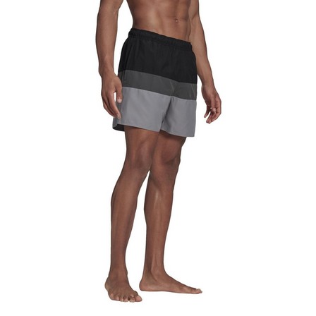 Men Short-Length Colorblock Swim Shorts, Black, A901_ONE, large image number 1