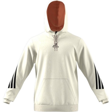 Men Adidas Sportswear 3-Stripes Tape Summer Hoodie, White, A901_ONE, large image number 3