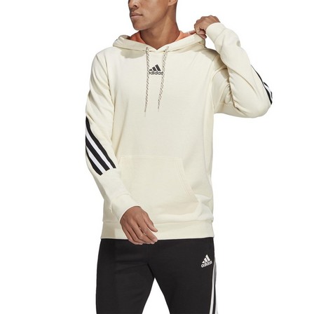 Men Adidas Sportswear 3-Stripes Tape Summer Hoodie, White, A901_ONE, large image number 4
