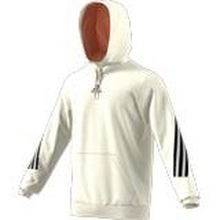 Men Adidas Sportswear 3-Stripes Tape Summer Hoodie, White, A901_ONE, large image number 13