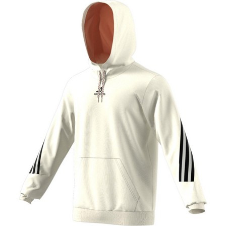 Men Adidas Sportswear 3-Stripes Tape Summer Hoodie, White, A901_ONE, large image number 16