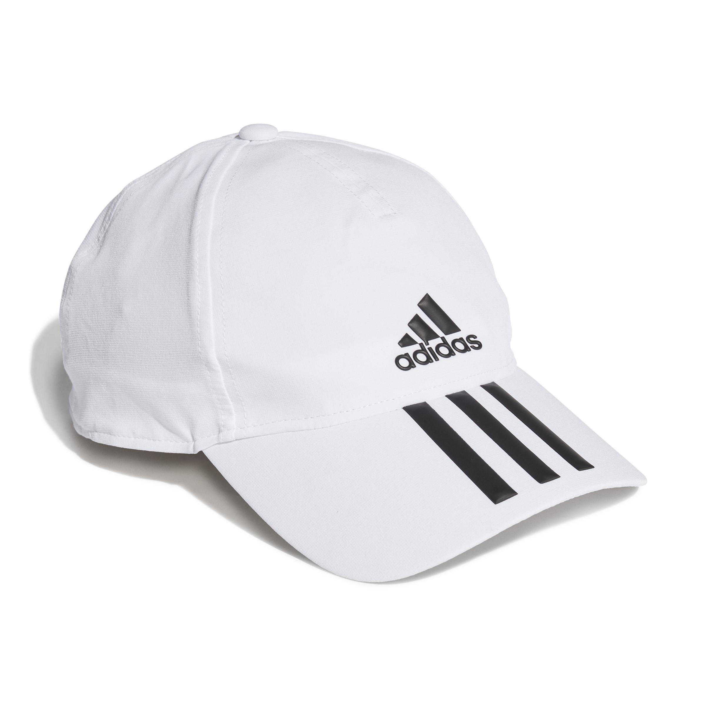 Unisex Aeroready 3-Stripes Baseball Cap, White, A901_ONE, medium