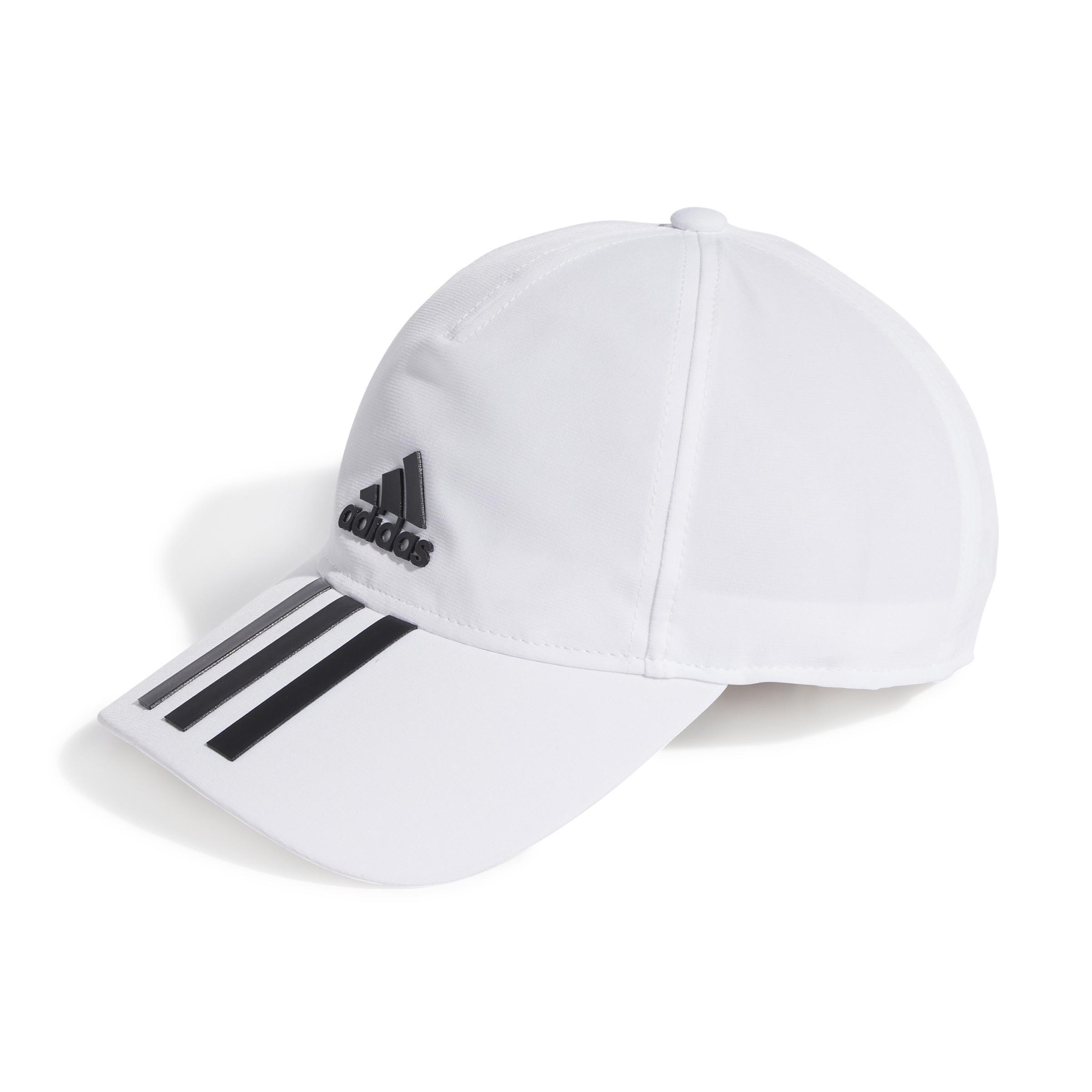 Unisex Aeroready 3-Stripes Baseball Cap, White, A901_ONE, medium