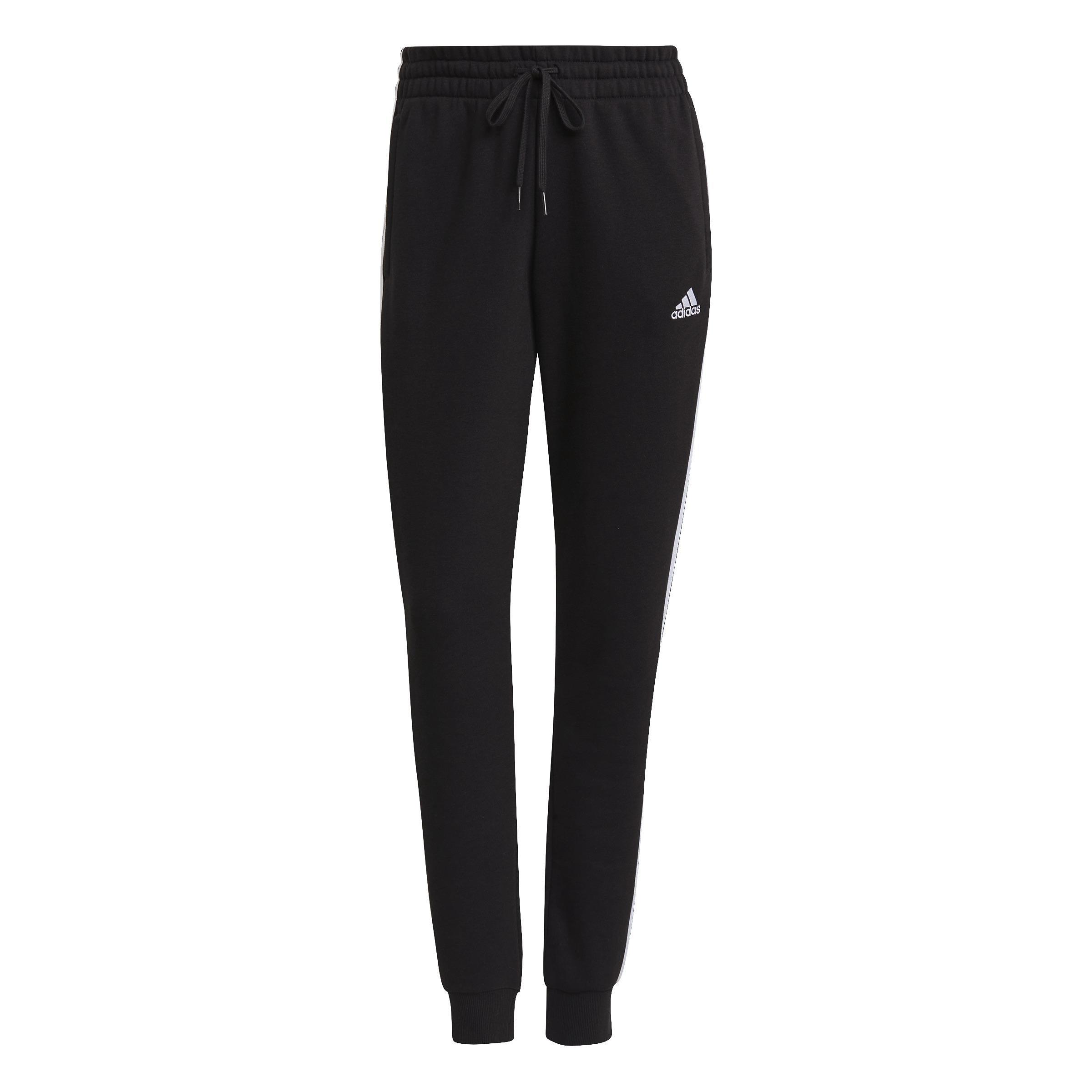 Essentials Fleece 3-Stripes Joggers, Black, A901_ONE, large image number 0