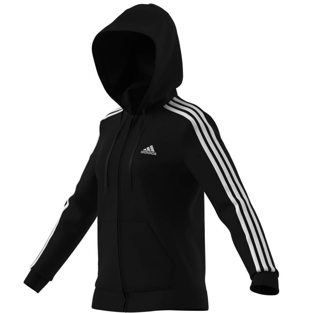 Essentials Fleece 3-Stripes Full-Zip Hoodie, Black, A901_ONE, large image number 4