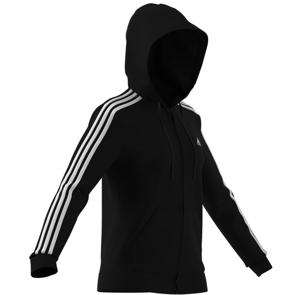 Essentials Fleece 3-Stripes Full-Zip Hoodie, Black, A901_ONE, large image number 4