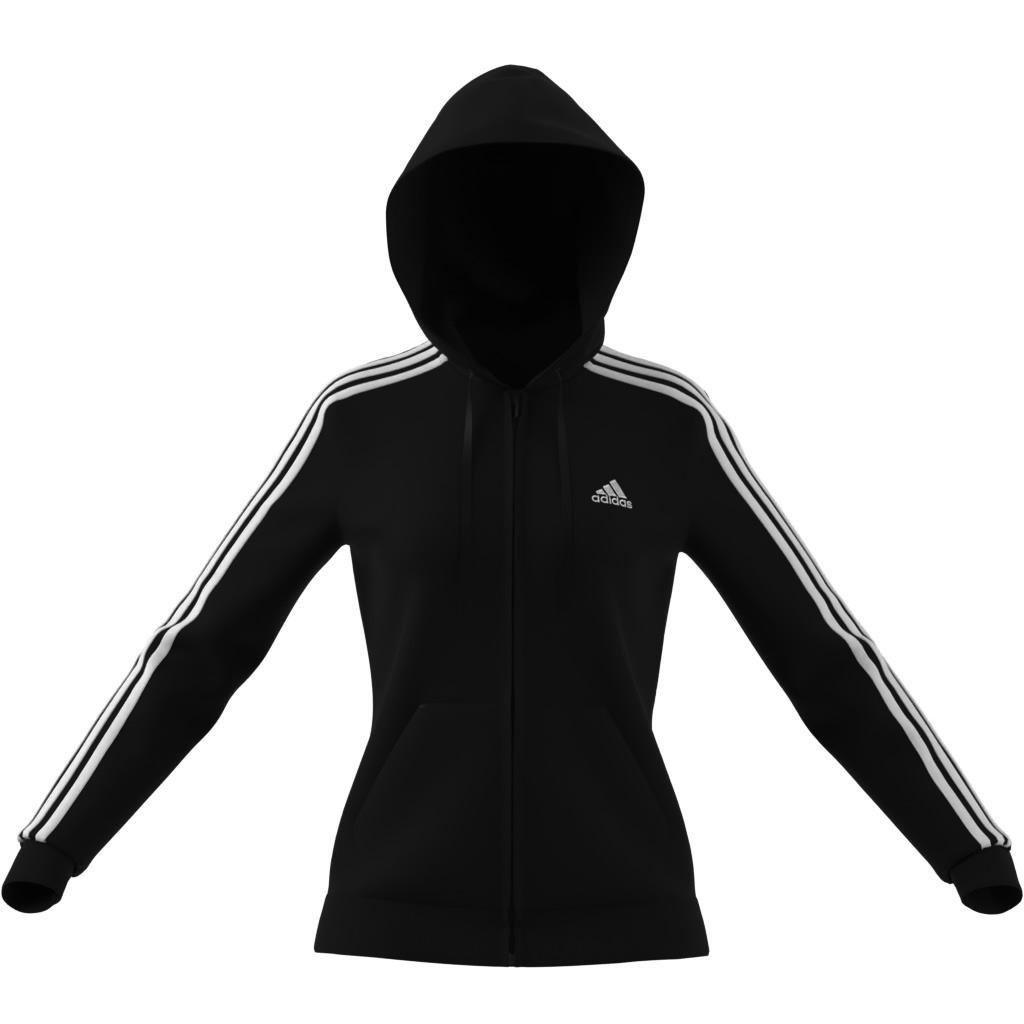 Essentials Fleece 3-Stripes Full-Zip Hoodie, Black, A901_ONE, large image number 10