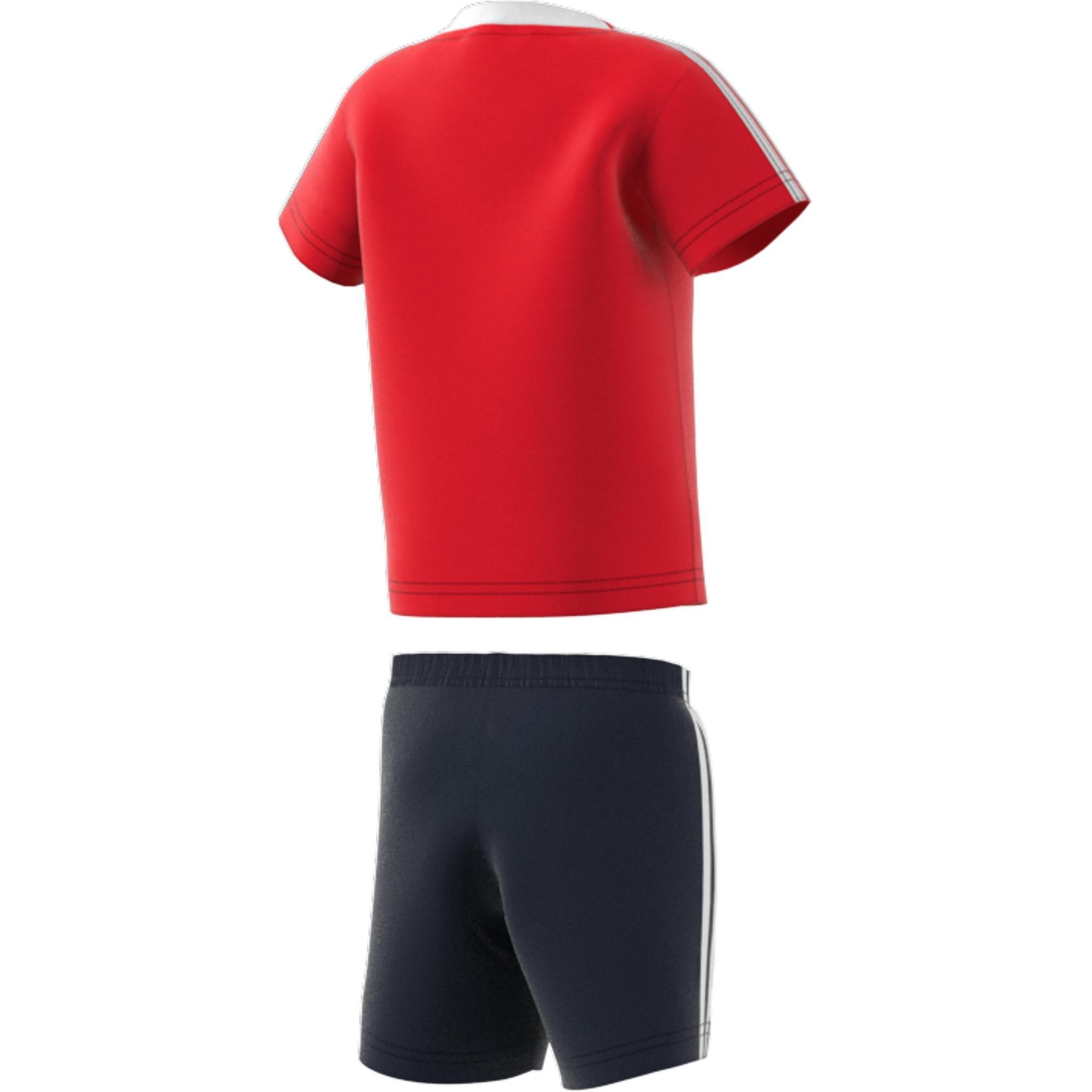 Unisex Kids Lil 3-Stripes Sporty Summer Set, Red, A901_ONE, large image number 3
