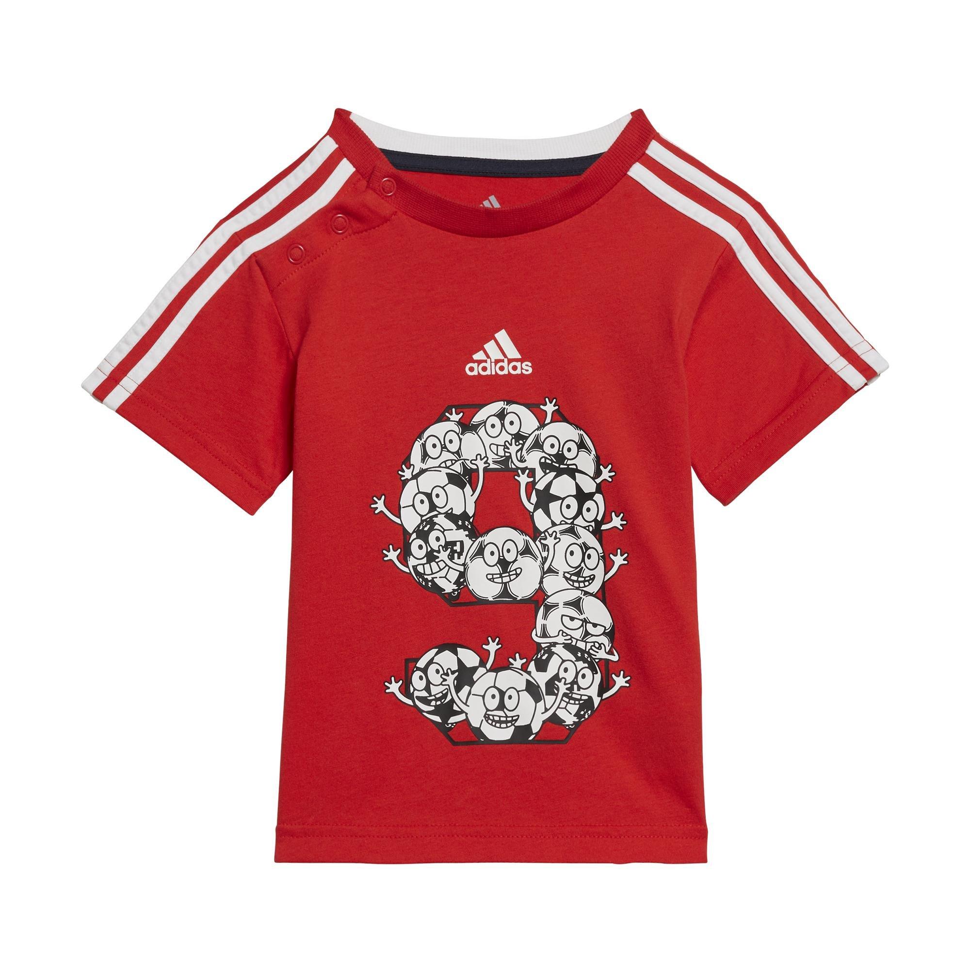 Unisex Kids Lil 3-Stripes Sporty Summer Set, Red, A901_ONE, large image number 5