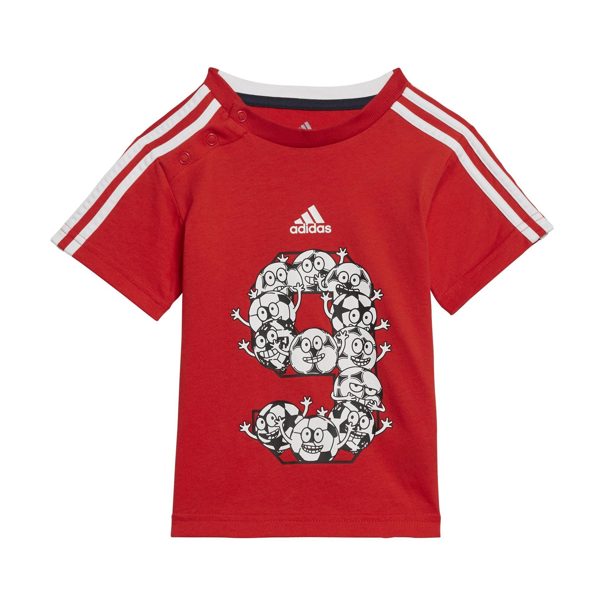 Kids Unisex Lil 3-Stripes Sporty Summer Set, Red, A901_ONE, large image number 5