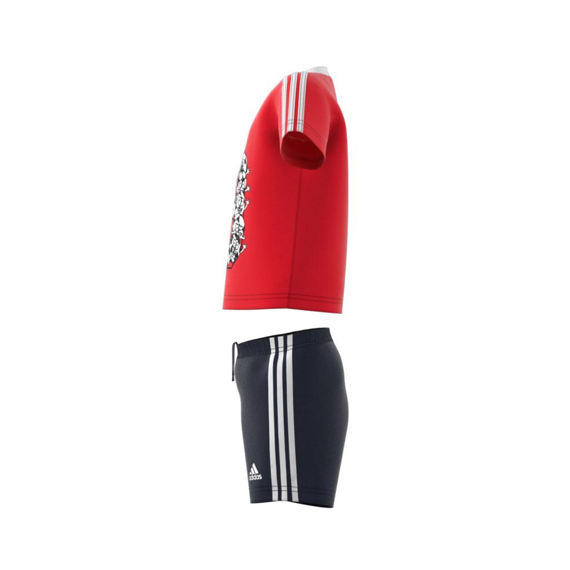 Kids Unisex Lil 3-Stripes Sporty Summer Set, Red, A901_ONE, large image number 12