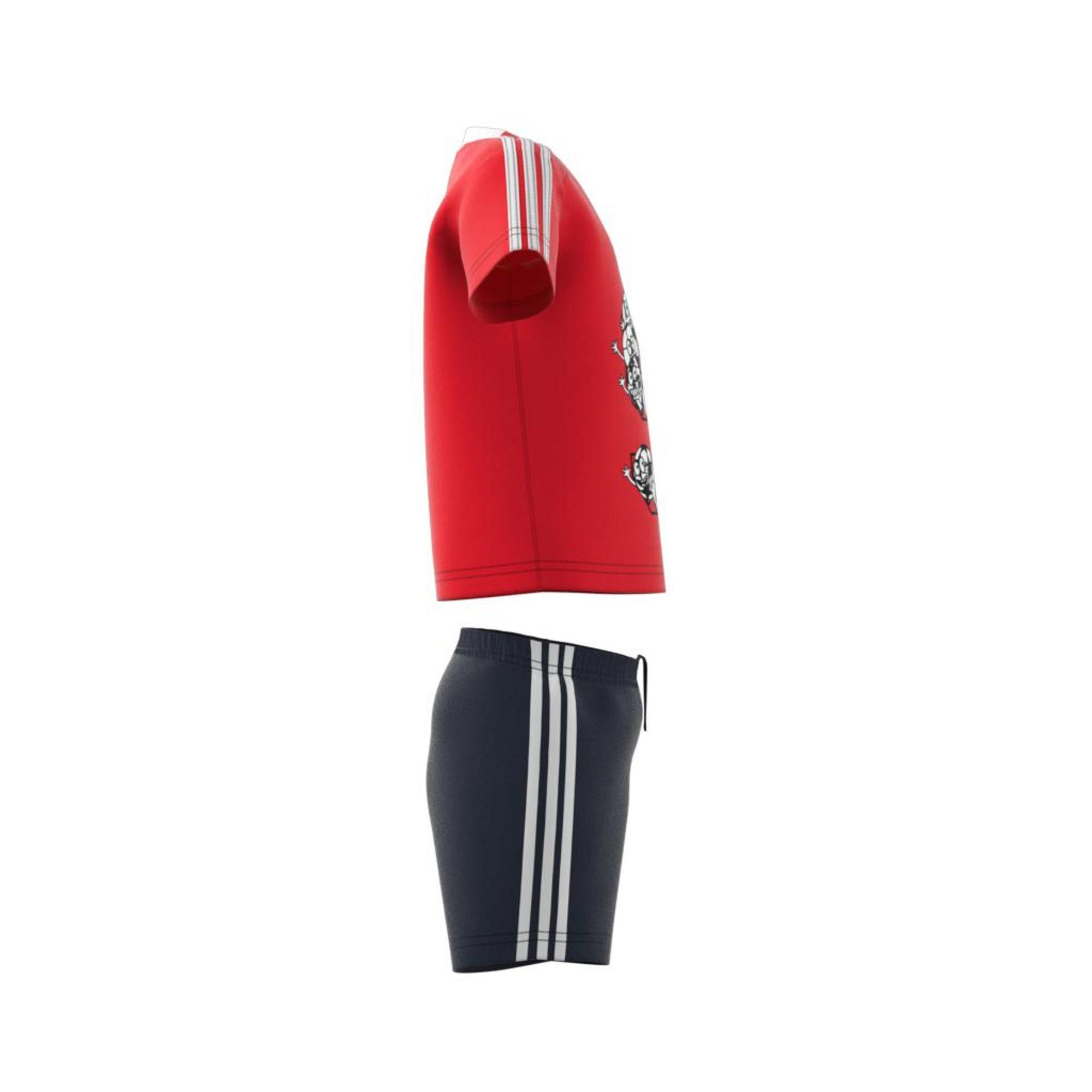 Kids Unisex Lil 3-Stripes Sporty Summer Set, Red, A901_ONE, large image number 16