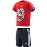 Kids Unisex Lil 3-Stripes Sporty Summer Set, Red, A901_ONE, large image number 17