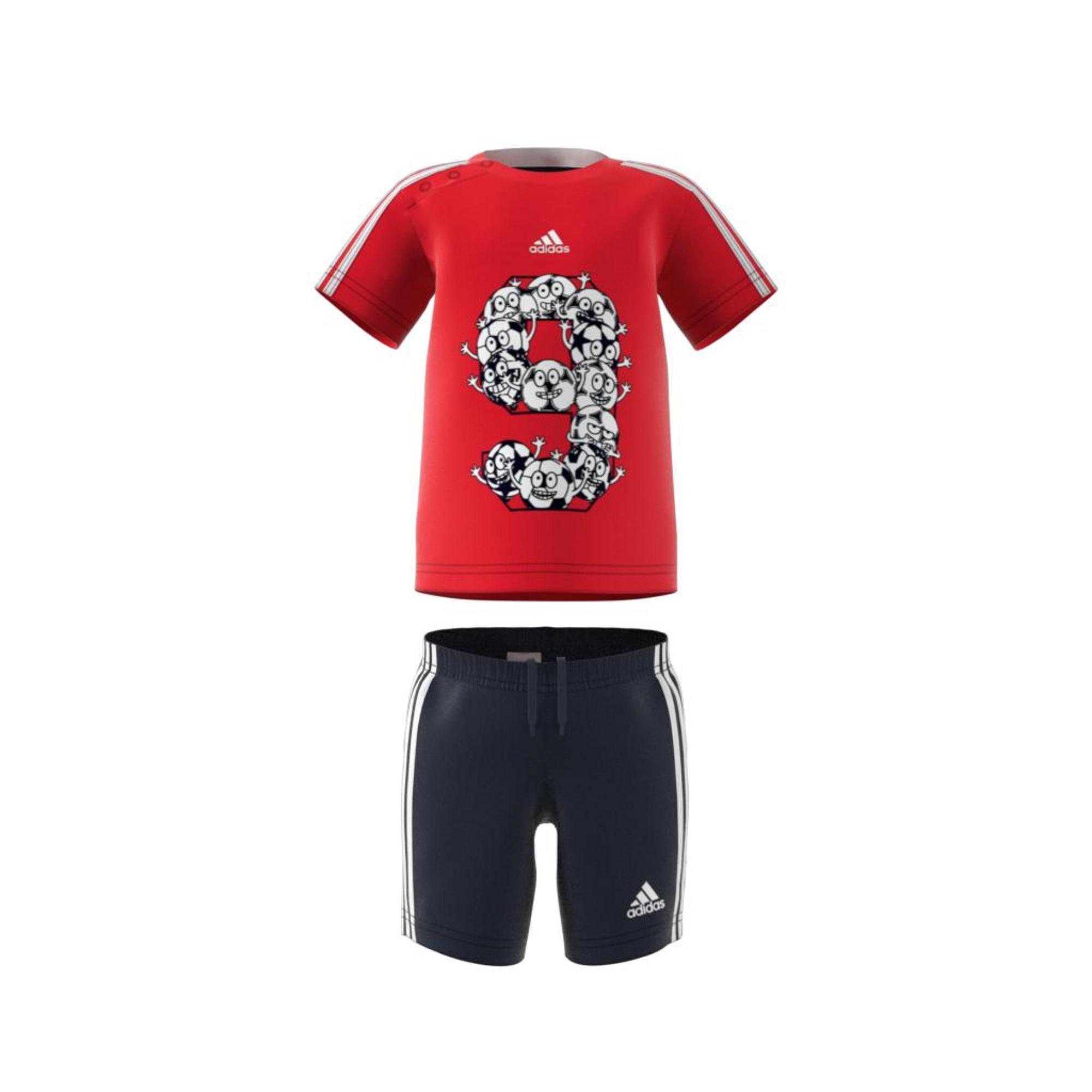 Unisex Kids Lil 3-Stripes Sporty Summer Set, Red, A901_ONE, large image number 18