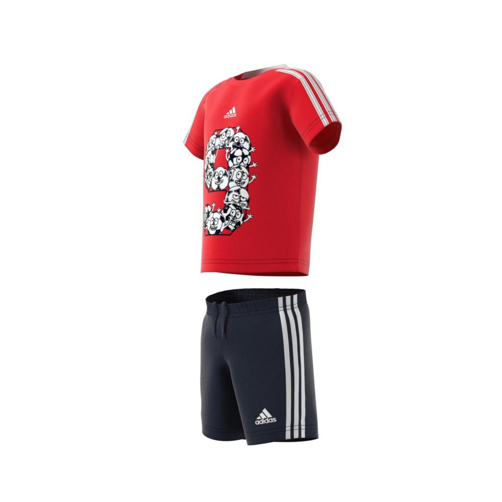 Unisex Kids Lil 3-Stripes Sporty Summer Set, Red, A901_ONE, large image number 20