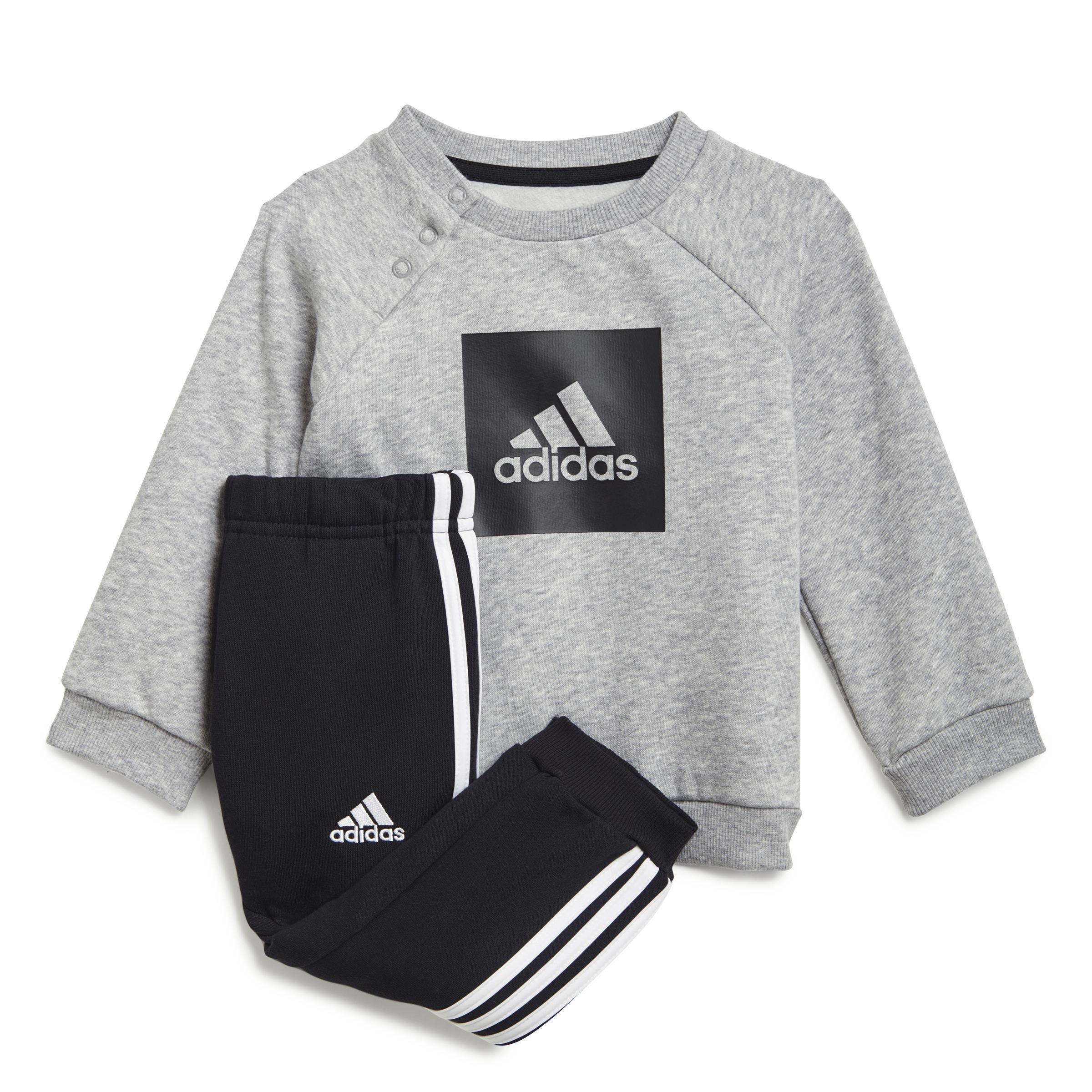 Unisex Kids 3-Stripes Fleece Jogger Set, Grey, , large image number 0