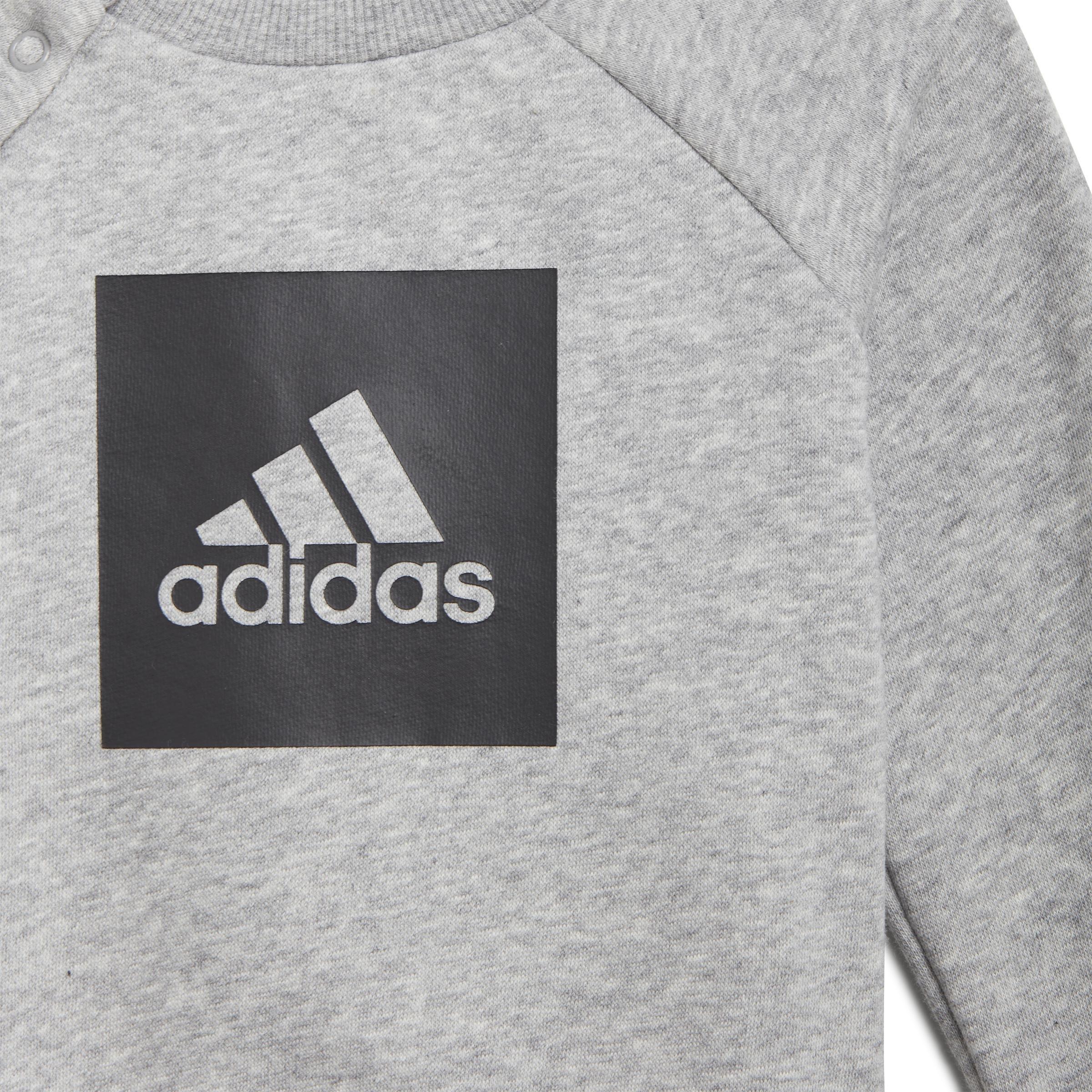 Unisex Kids 3-Stripes Fleece Jogger Set, Grey, , large image number 4