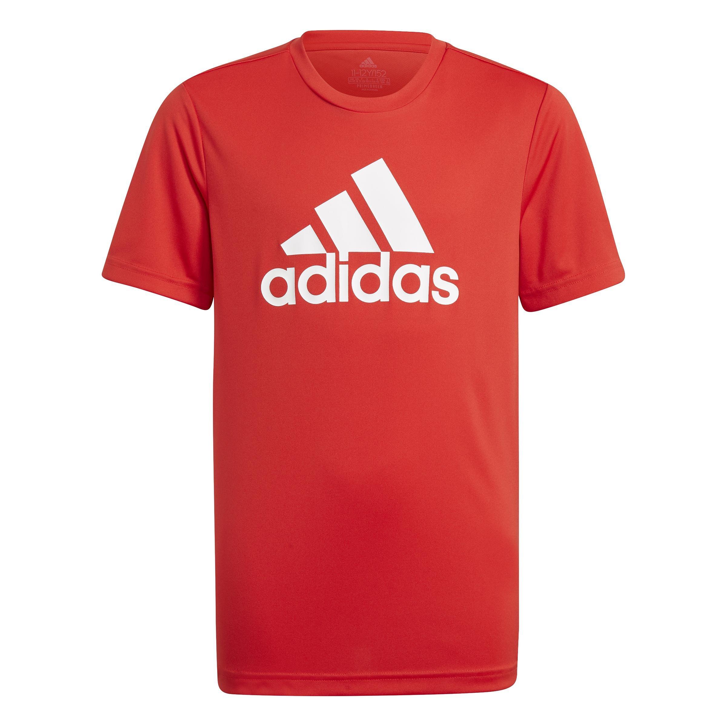 Kids adidas Designed To Move Big Logo T-Shirt, Red, A901_ONE, large image number 0