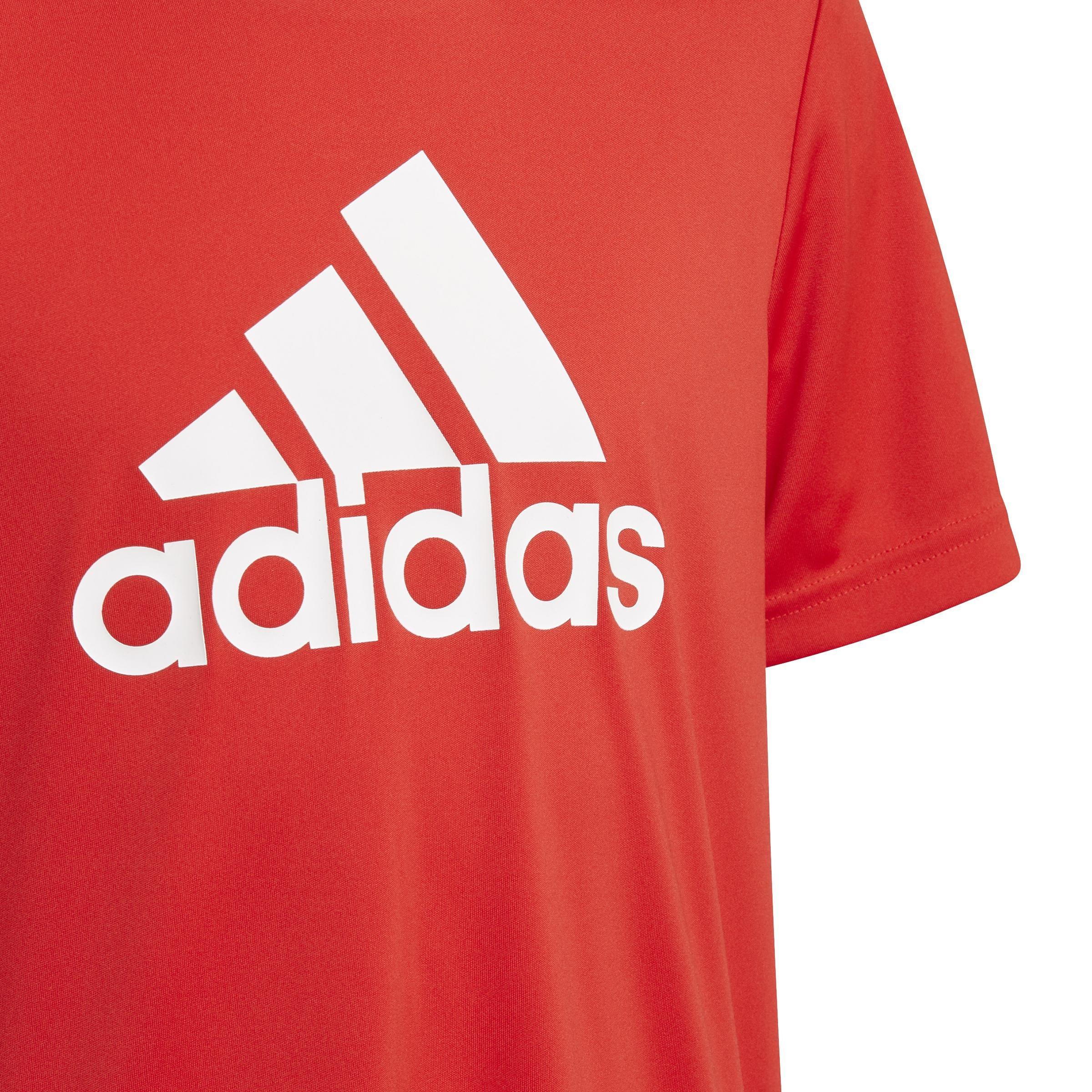Kids adidas Designed To Move Big Logo T-Shirt, Red, A901_ONE, large image number 4