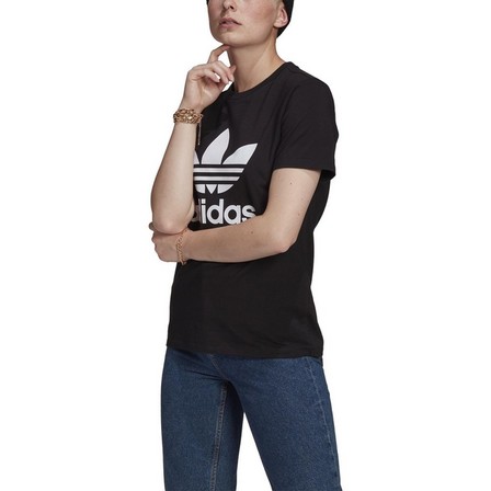 Women Adicolor Classics Trefoil T-Shirt, Black, A901_ONE, large image number 4