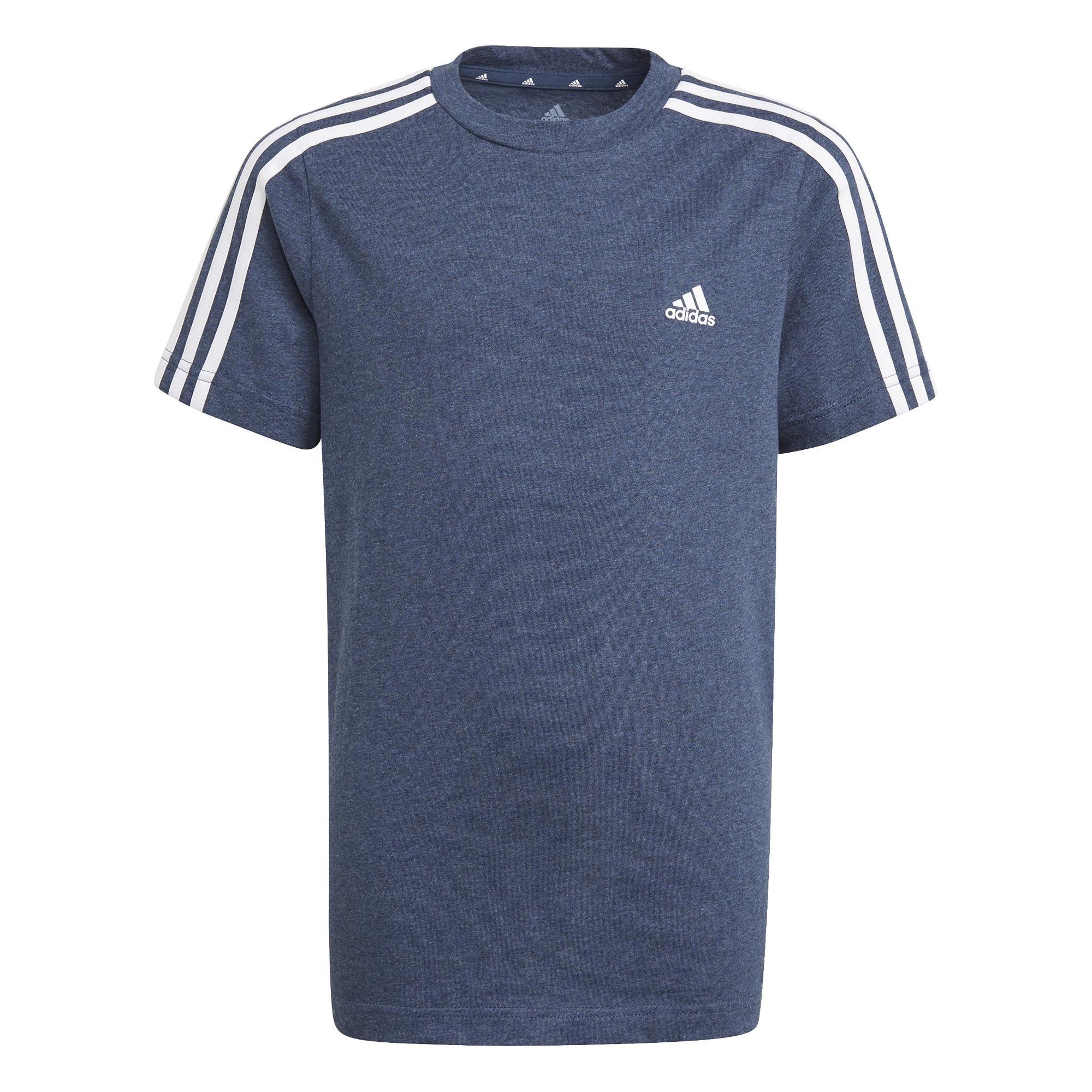 Kids Boys Adidas Essentials 3-Stripes T-Shirt Crew, Navy, A901_ONE, large image number 0