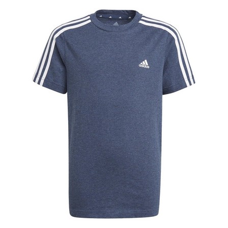Kids Boys Adidas Essentials 3-Stripes T-Shirt Crew, Navy, A901_ONE, large image number 2
